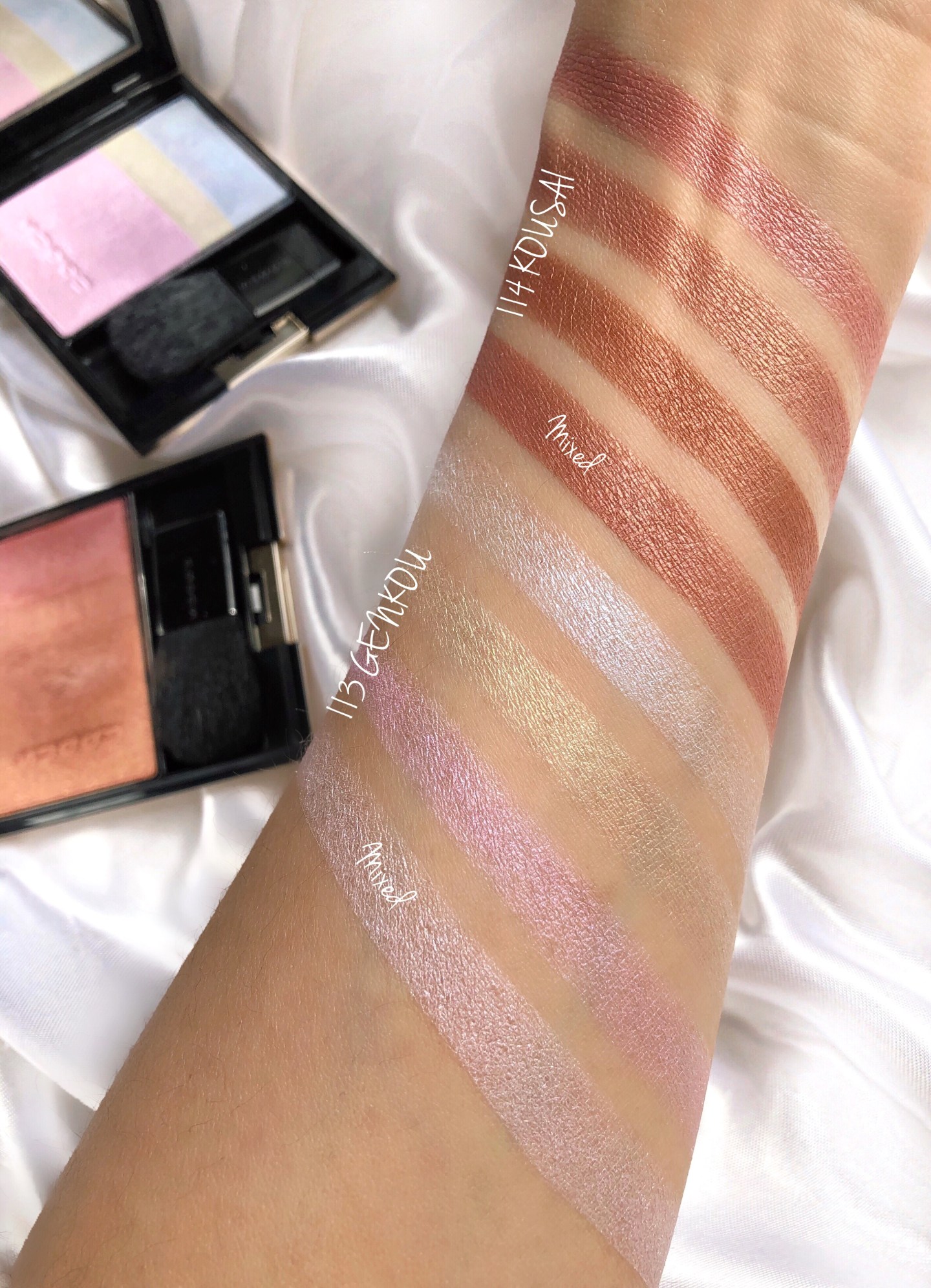 SUQQU Pure Color Blushes 113 and 114 swatches - SUQQU Pure Colour Blush 2019 Exclusive to Selfridges