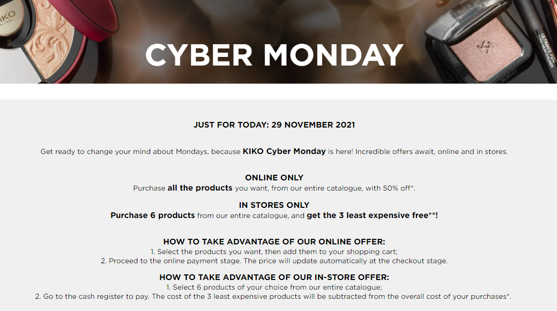 Cyber Monday Special Promo - KIKO MILANO